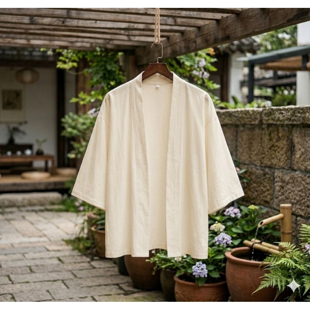 kimono pria bahan linen kimono menderen kasual nyaman casual kren