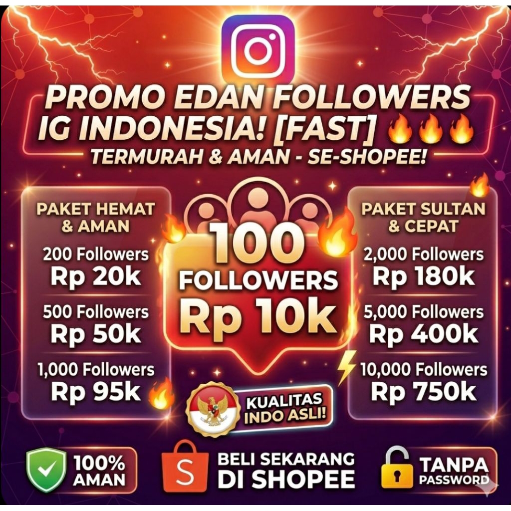 Followers Instagram Indonesia [FAST] - Jasa Tambah Follower IG Real Akun Indo Aman & Permanen - Tanp