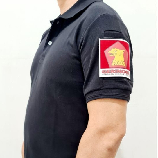 Logo Gerindra Kaos Polo Model PDL Tactical Baju Lengan Pendek Free 3 Emblem Patch Tempelan Velkro