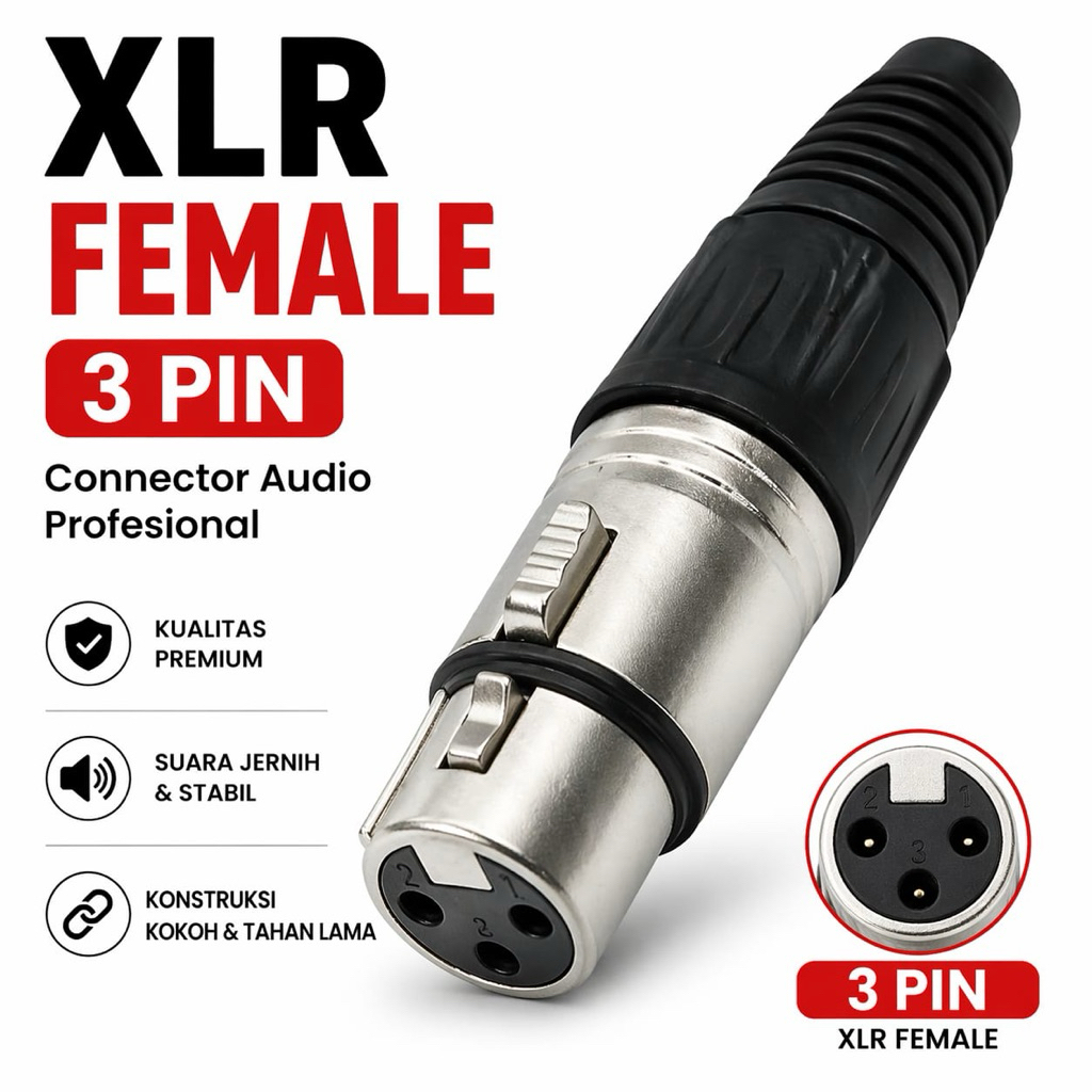 Jack Canon XLR 3 Pin Female / Jack Socket Mic Canon XLR 3 Pin Female - Jack Mic - Jack Audio