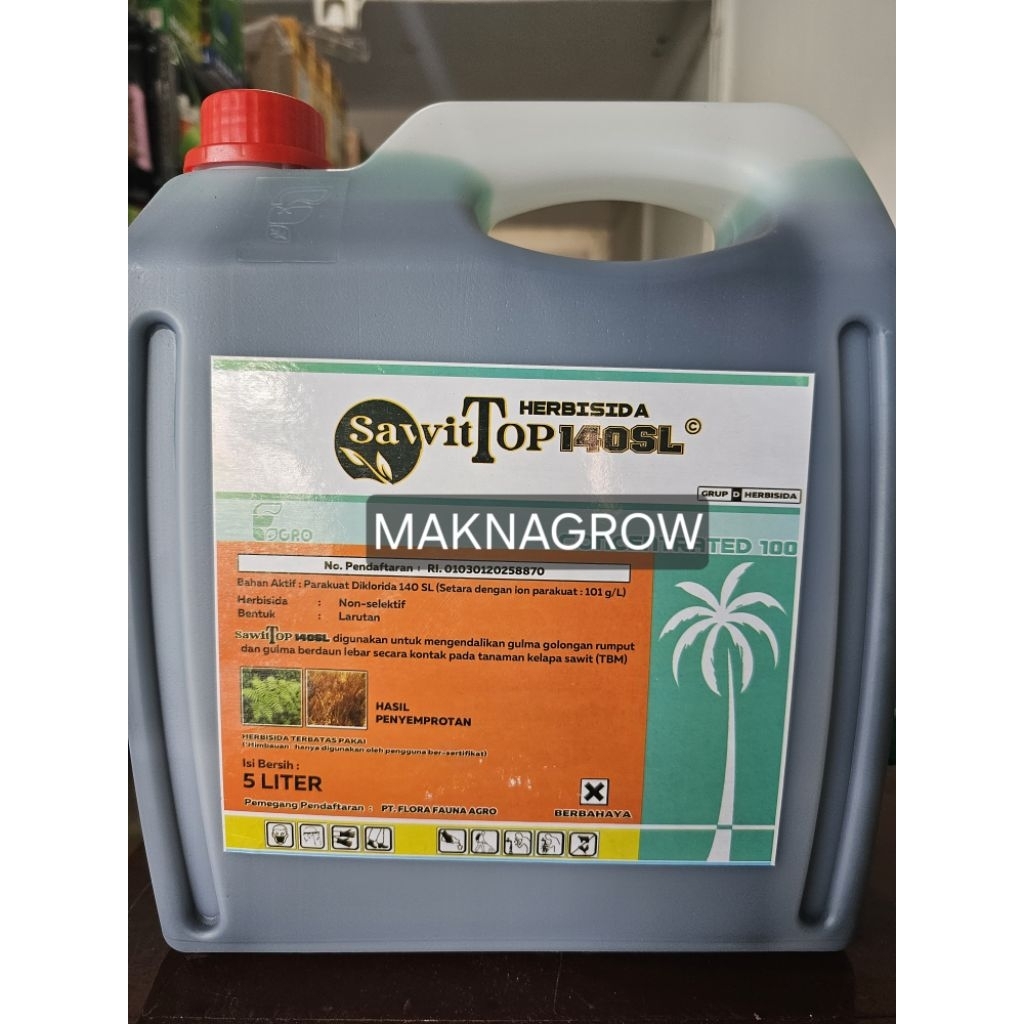 Herbisida kontak SAWIT TOP 140 SL Racun rumput 5 liter