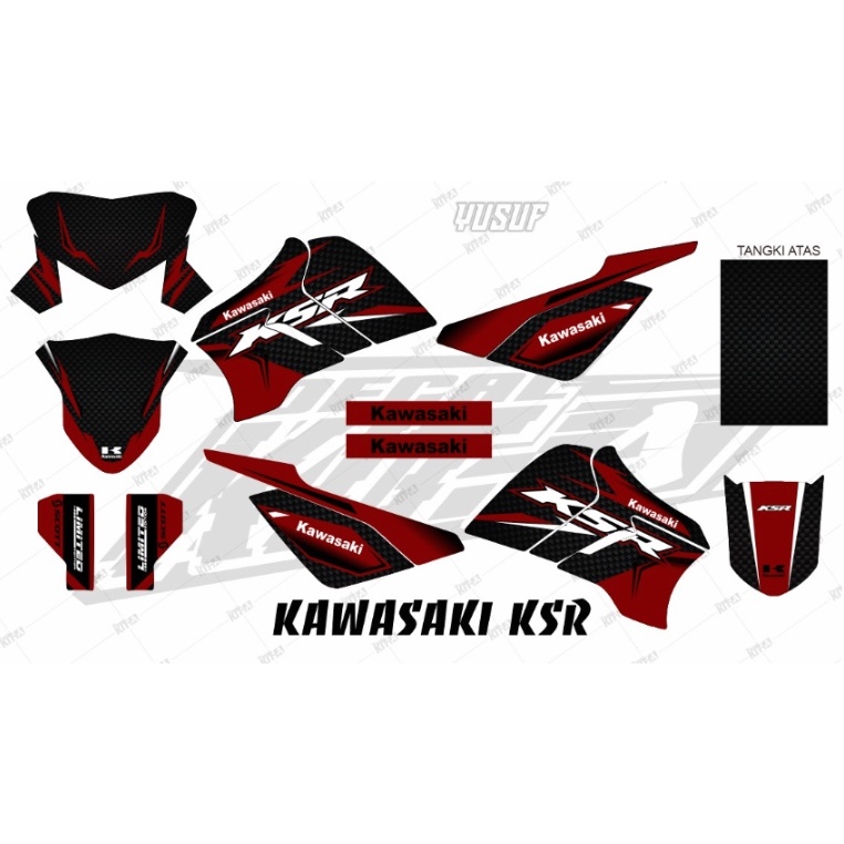 Decal stiker motor KSR fullbody Motif Bergaris Merah D-KSR-001