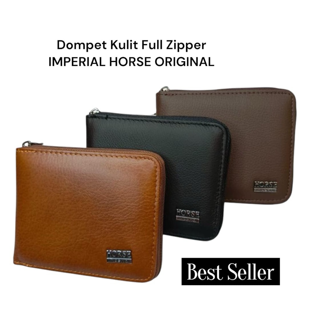 Dompet Kulit pria Imperial Horse Full zipper/ Dompet Lipat Pria Kulit sapi