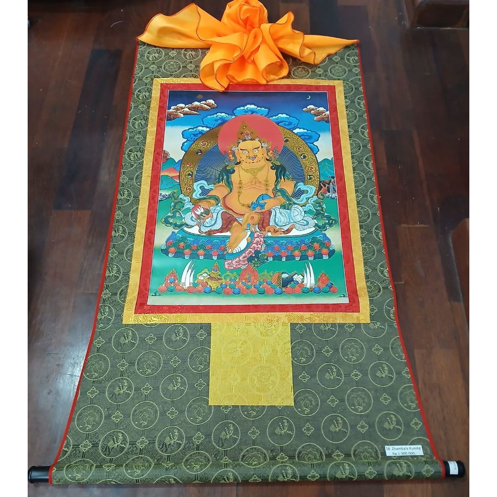 Thangka  Zhambala Kuning ( 18 ) - Lukisan Thangka - Tibetan Nepal
