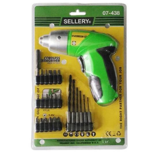 Bor Obeng Baterai Batere Mini Cordless SELLERY Asli