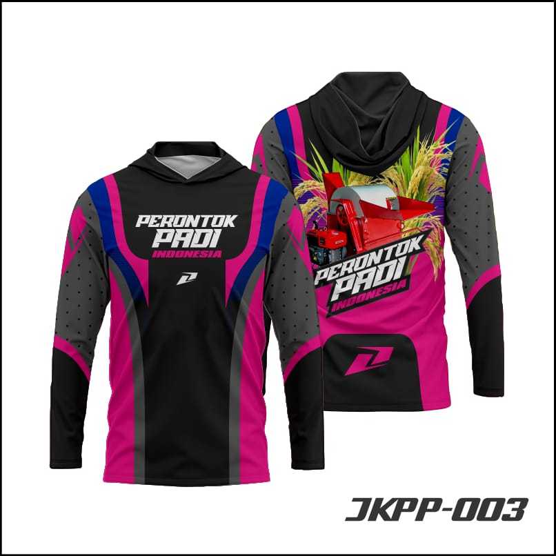 Kaos Jersey Perontok Padi Lengan Panjang Kupluk Adem