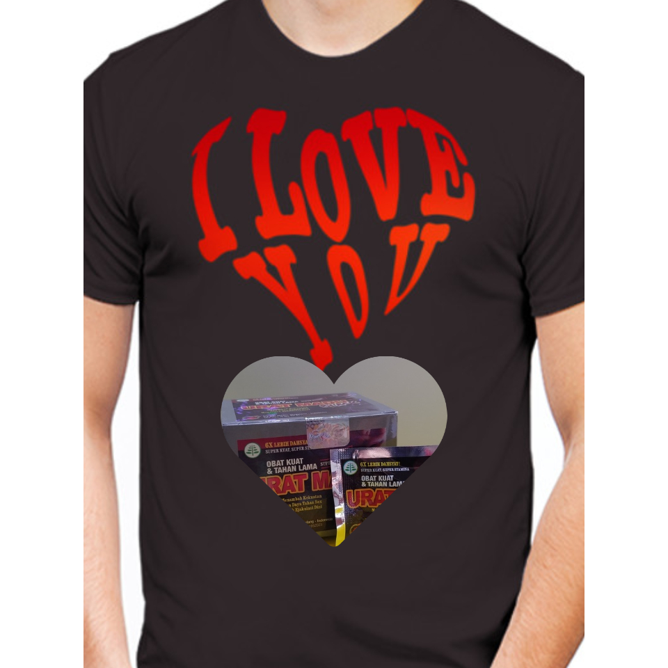 Kaos Motif Love Warna Merah Urat Original Gambar Madu Warna Hitam Size 10X - KAP 20
