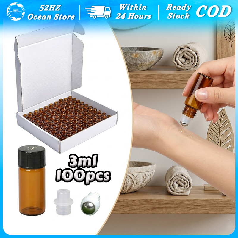 Botol Kaca Kecil Minyak Esensial 100pcs 3ml Botol Kaca Amber Anti Bocor Premium Aman Higienis