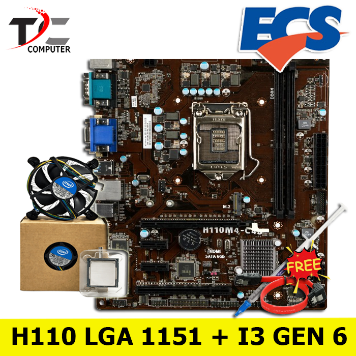 Paket Mobo H110 LGA 1151 DDR4 Plus Processor I3 GEN 6