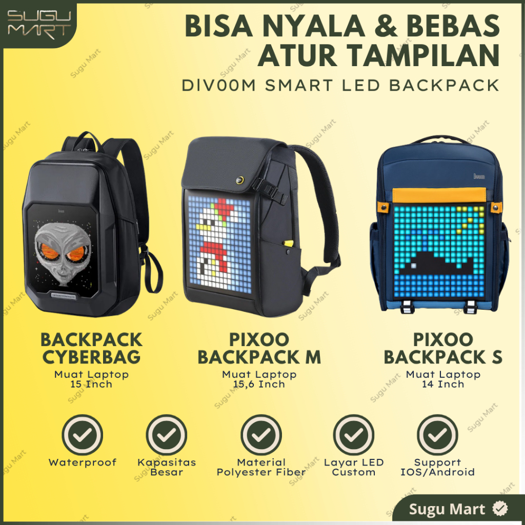 Smart Backpack Pixel Art LED Waterproof | Tas Ransel Led Waterproof | Tas Ransel Anak Led Art