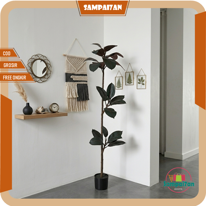 Pohon Karet Kebo Hias Tinggi 150 CM Rubber Plant Artificial Dekorasi Rumah Hiasan Ruangan PBP244