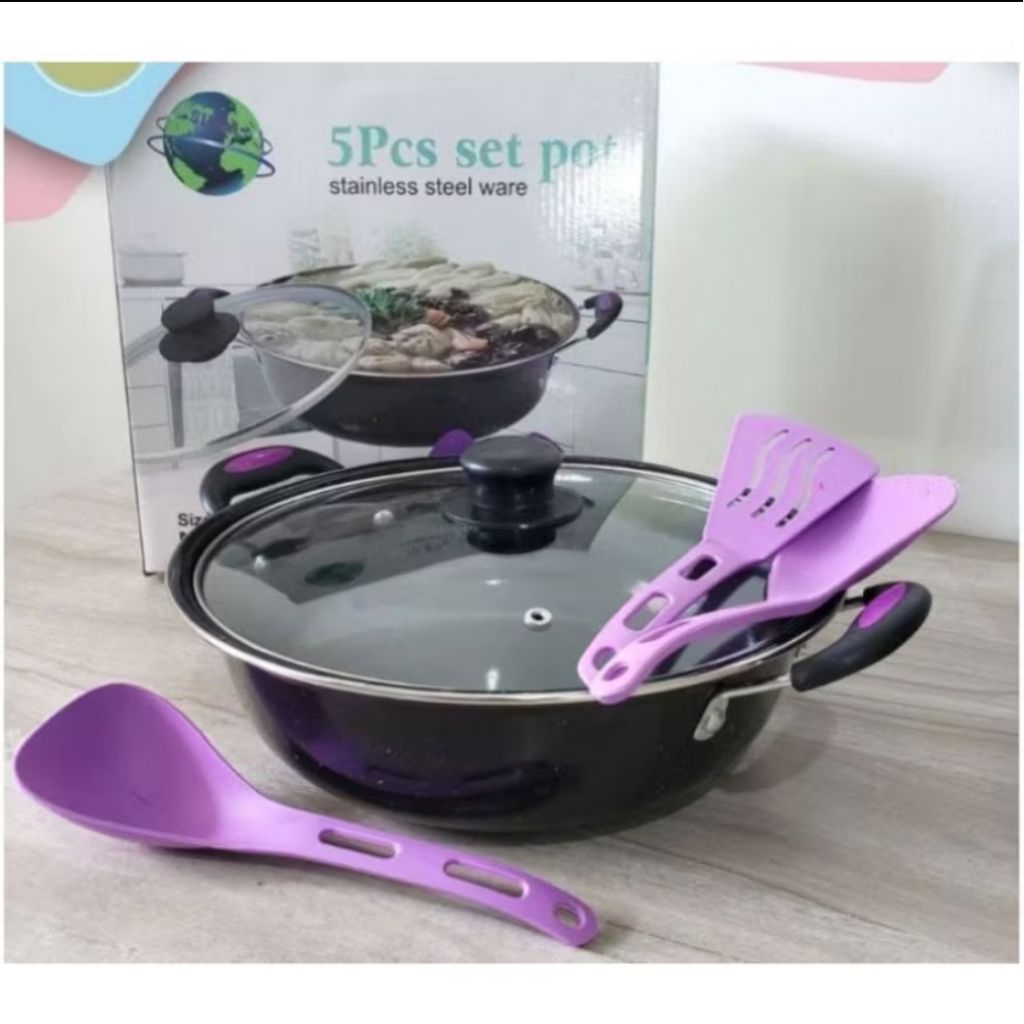 Panci Enamel Tutup Kaca Set A-623