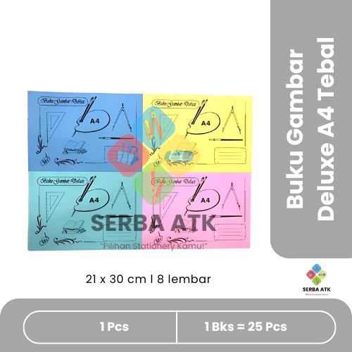[1 Pcs] Buku Gambar mewarnai Deluxe A4 tebal, A4 tipis, A3 tebal