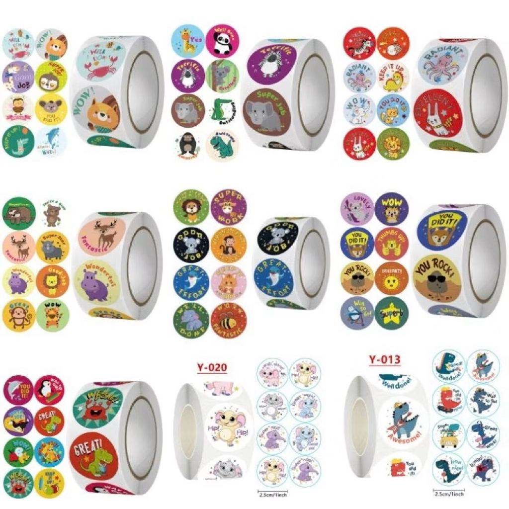 500 PCS STIKER ANIMAL REWARD TEMPEL DIY LABEL STICKER ROLL