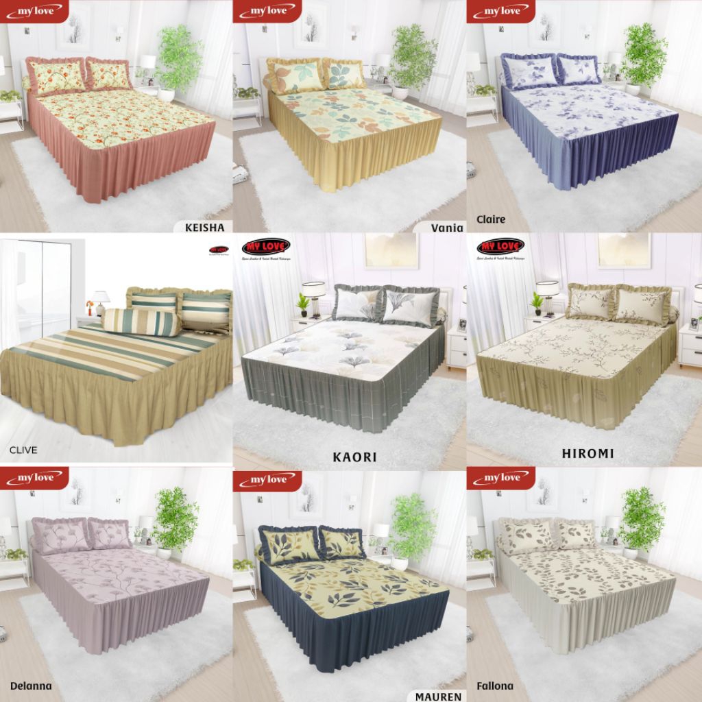 Sprei Rumbai 180x200 All New My Love (Panjang Rumbay 50 cm) / Seprai Renda