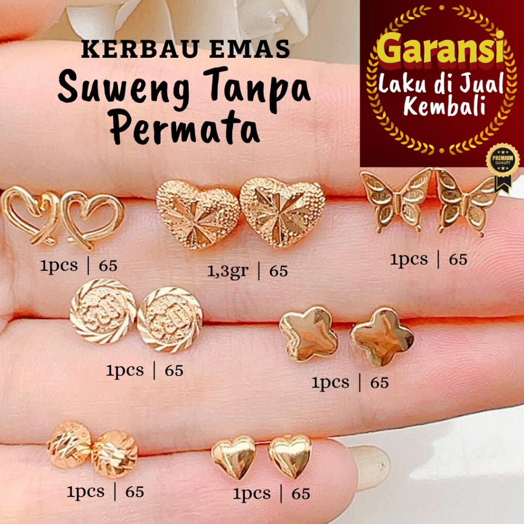 EL Suweng Tanpa Permata Warna 18K Kerbau Emas