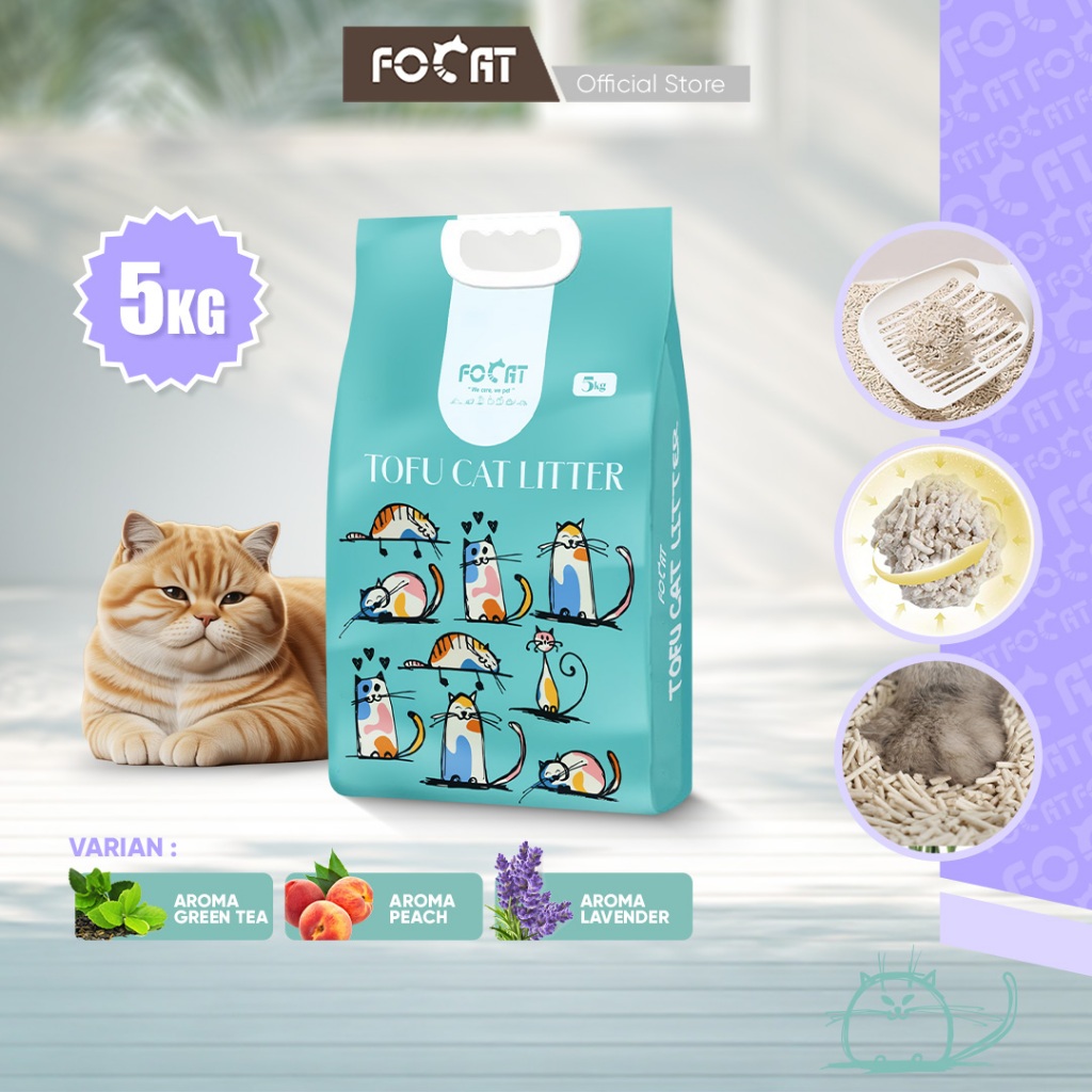 FOCAT Pasir Kucing Tofu Wangi 15L N07 Tofu Cat Litter/Pet Litter Sand/Pasir Kucing Gumpal Anti Bau