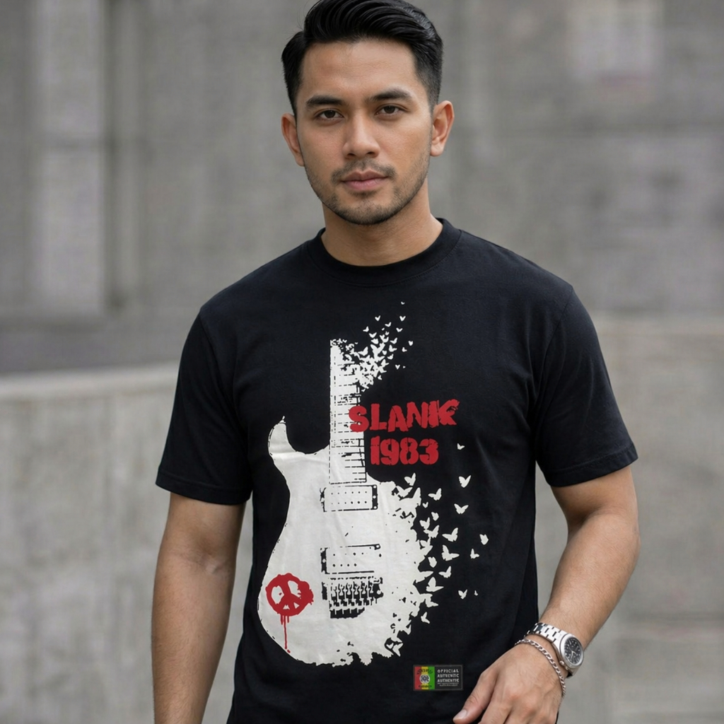 Kaos Slank 1983 Guitar & Kupu-Kupu Original Distro Potlot - Baju Slankers United Pria Wanita - T-Shi