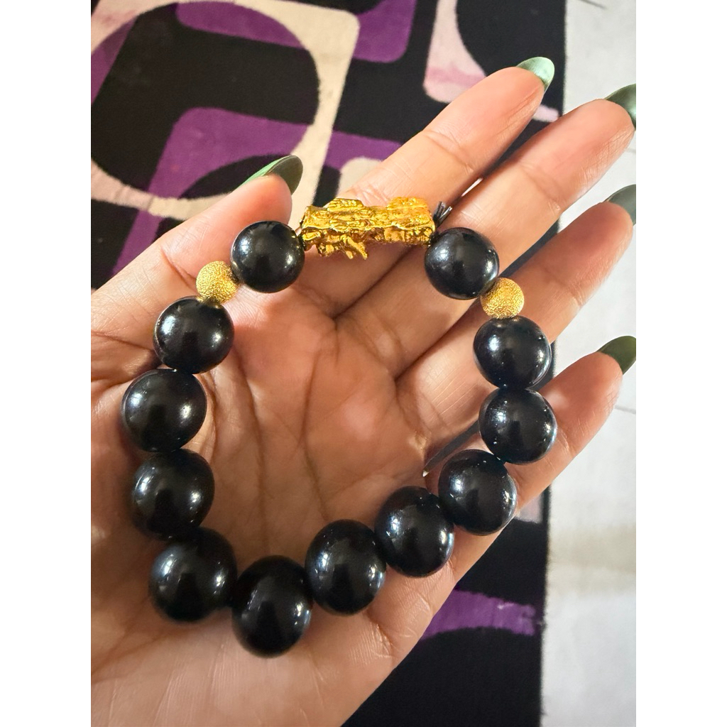 Gelang batu giok hitam asli