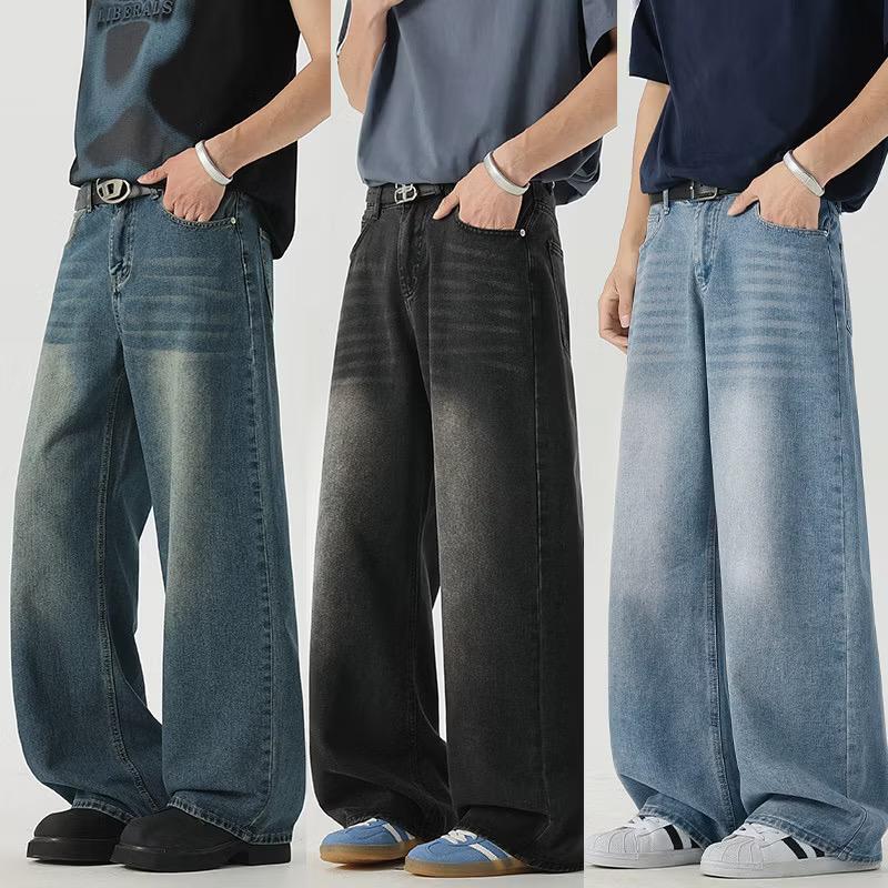 Celana Jeans Pria Loose Denim Basic Baggy Pants Wide Leg Gombrong Jeans Panjang Pria