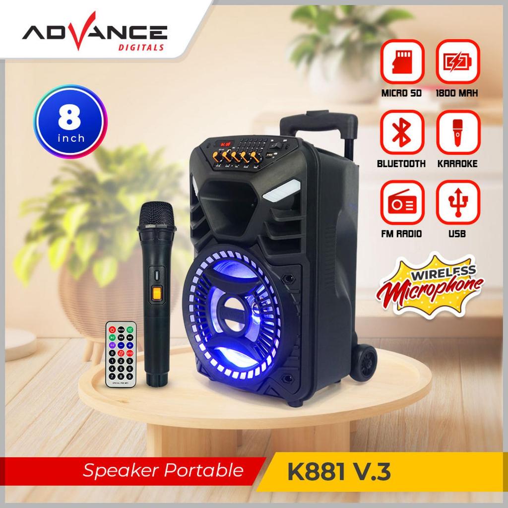 Speaker Portable Meeting Advance K881 K881 v3 8" BT Free 1Mic Wireless