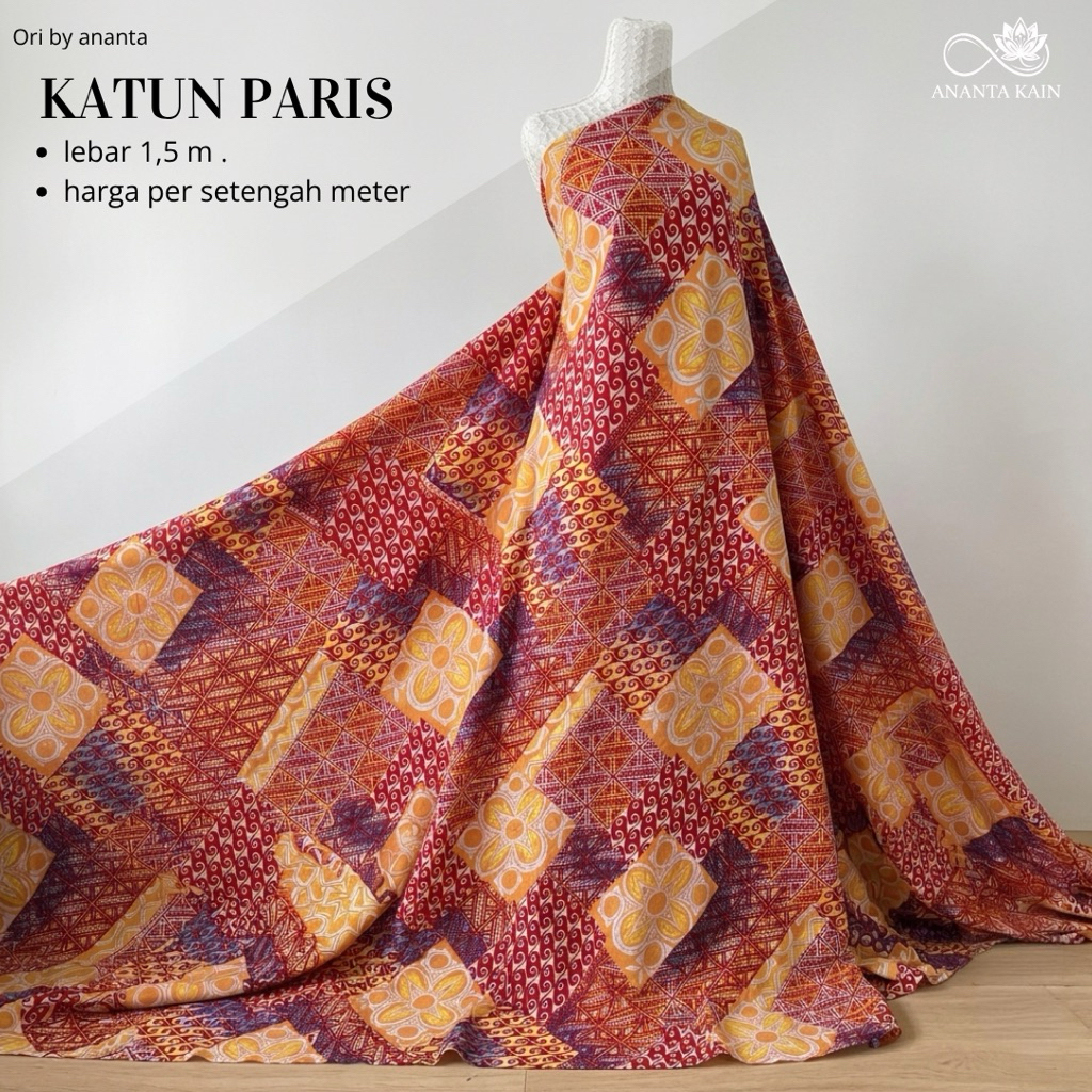 kain katun paris premium motif batik - kain katun motif
