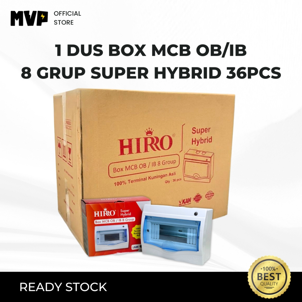 1 Dus 36pcs Box MCB HIRO 8 Grup OB/IB Super Hybrid Inbow Outbow Tanam Tempel Panel Listrik Grosir