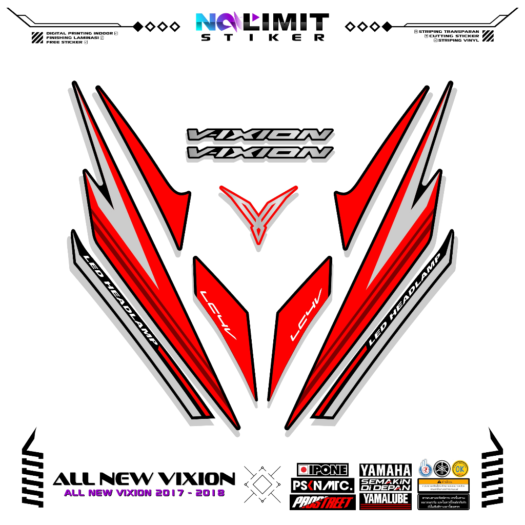 STRIPING ALL NEW VIXION 2017 2018 MOTIF 1 STIKER YAMAHA VIXION NEW FACELIFT STICKER VIXION STANDAR