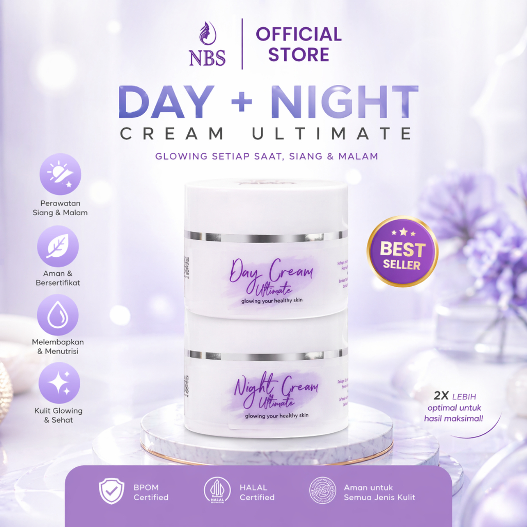 NBS Day Night Cream | Krim Siang Malam Glowing Melembapkan Mencerahkan Wajah Original BPOM