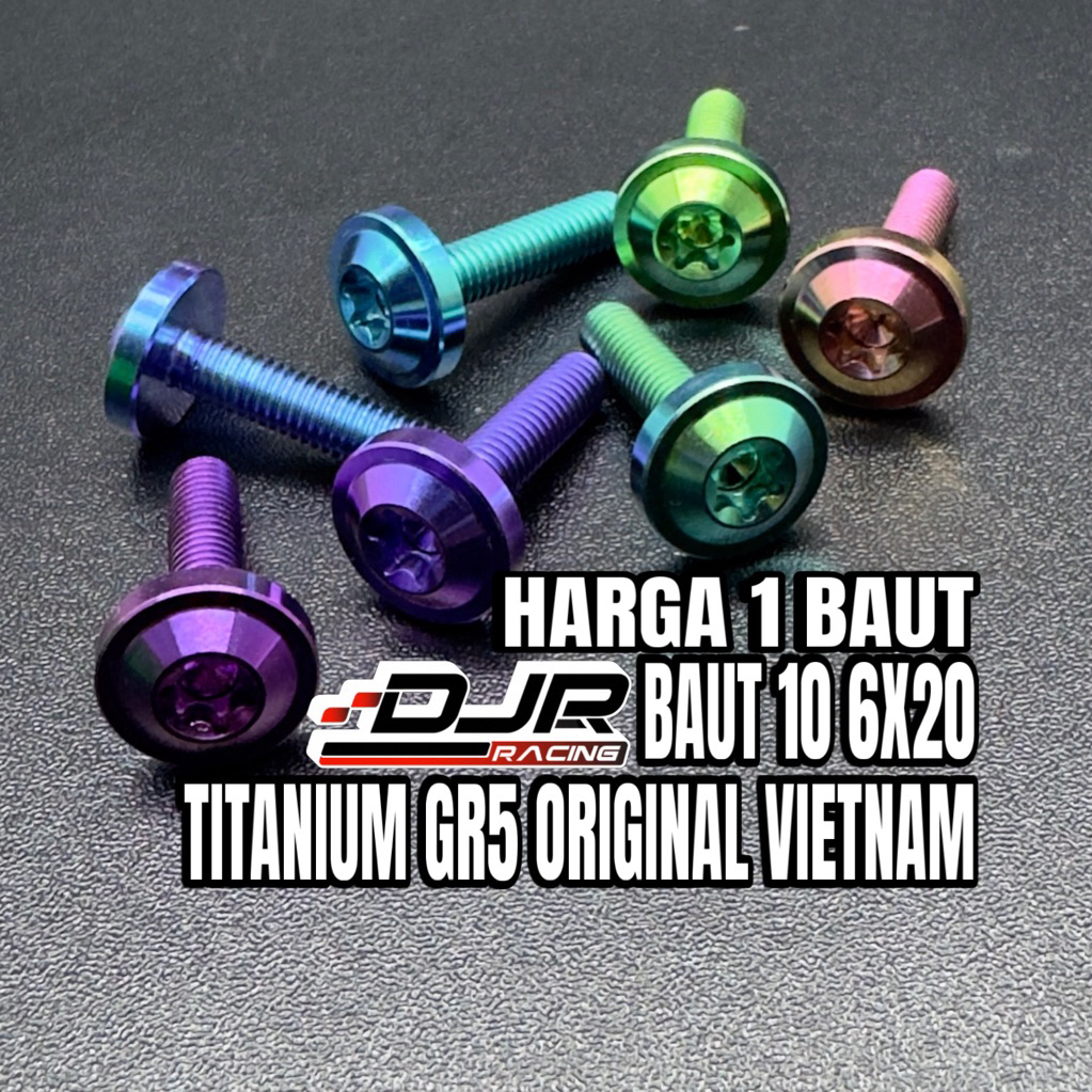 Baut 10 Titanium 6x20 Big Head Baut 10 panjang 2cm Original Vietnam