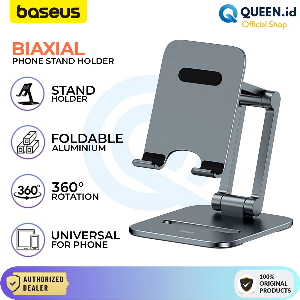 Baseus Biaxial Desktop Phone Stand Holder Aluminium Foldable Metal Stand Dudukan HP Ultra Slim 7"