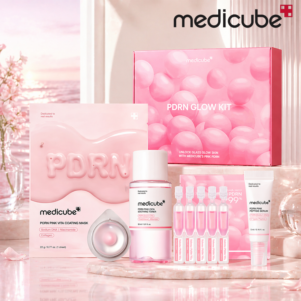 medicube PDRN Glow Trial Kit / GIft Set - Travel Set with Toner , Serum & Sheet Mask