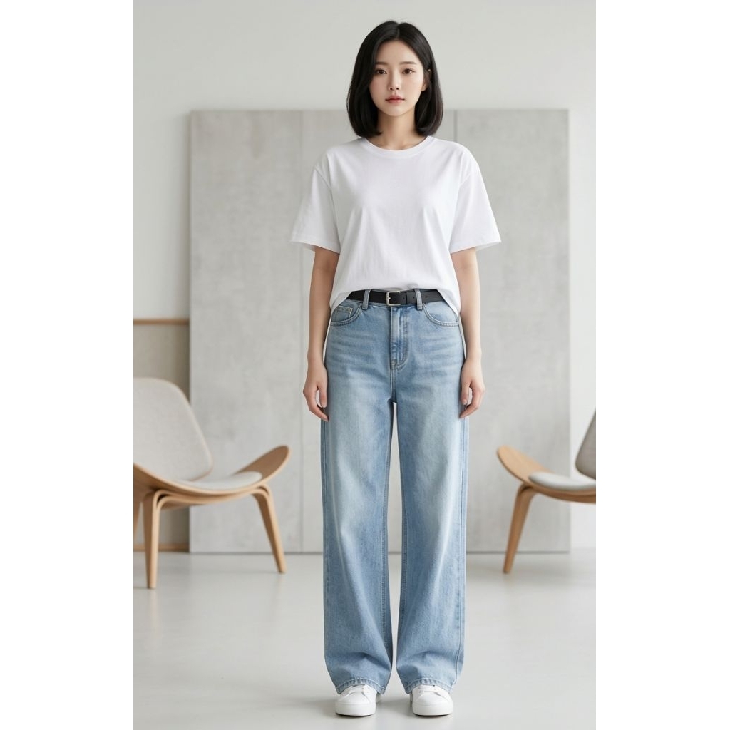 Celana Jeans wanita tali pinggang