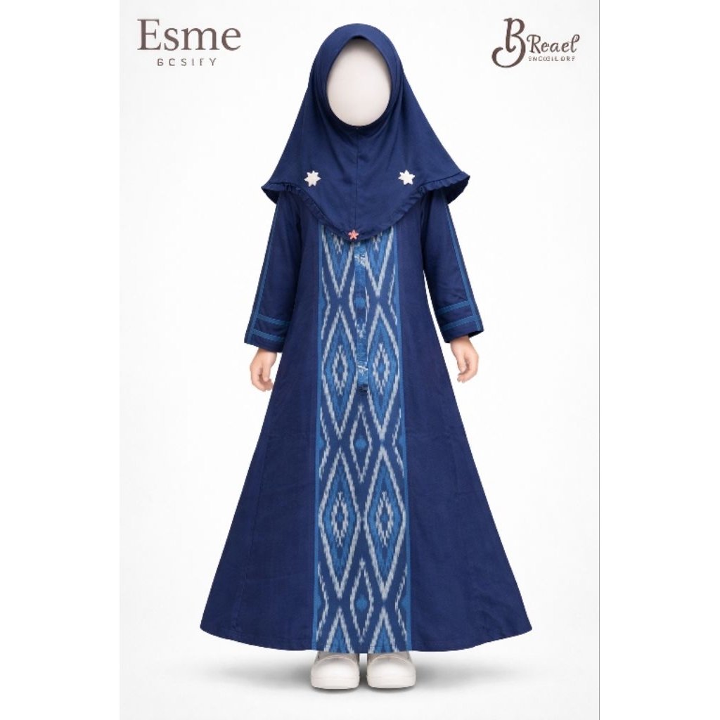 PRELOVED, Gamis Anak free Hijab, Freya Girl by Esme Daily + Bergo Bani Batuta, warna Navy, size M (5