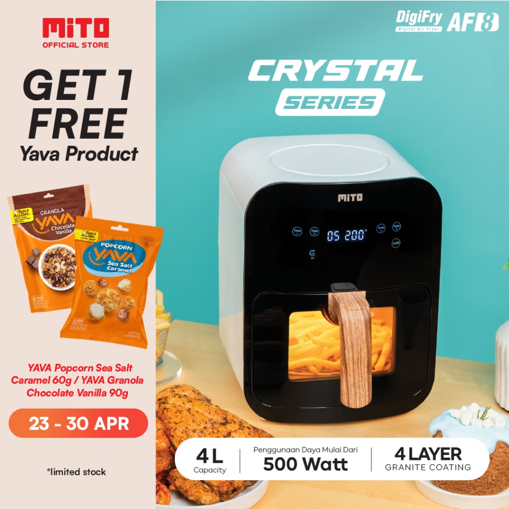 Mito AF8 Crystal Series Air Fryer - Penggorengan Tanpa Minyak