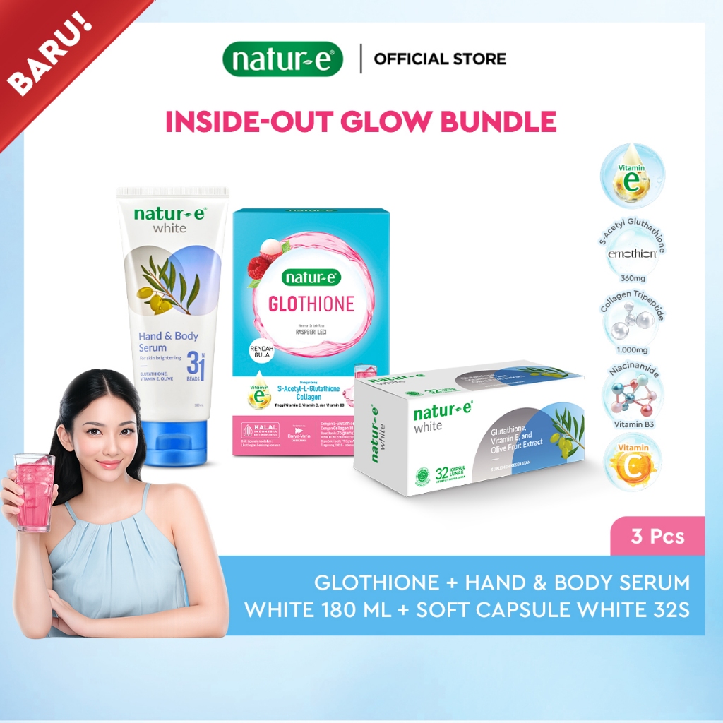 Natur-E Inside-Out Glow Bundle (Natur-E GLOTHIONE Glutathione Next-Gen Brightening Berry Collagen Dr