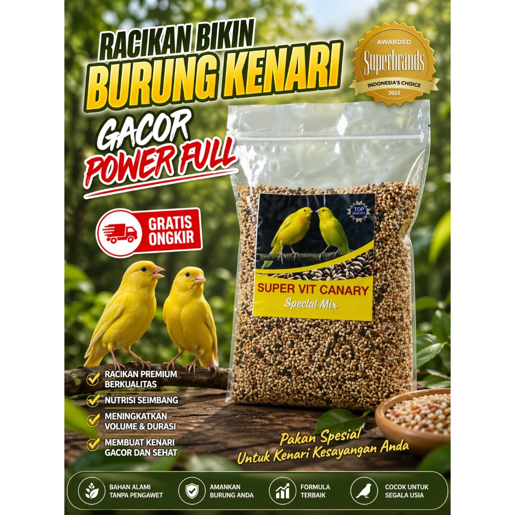 pakan burung kenari super vit  premium racikan langsung dari ahlinya