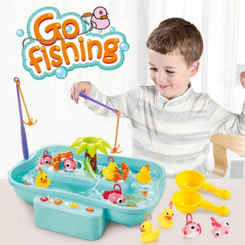 Mainan Anak Go Fishing Games Duckling Series Pancing Bebek Edukasi Baby Bath Toys Mandi