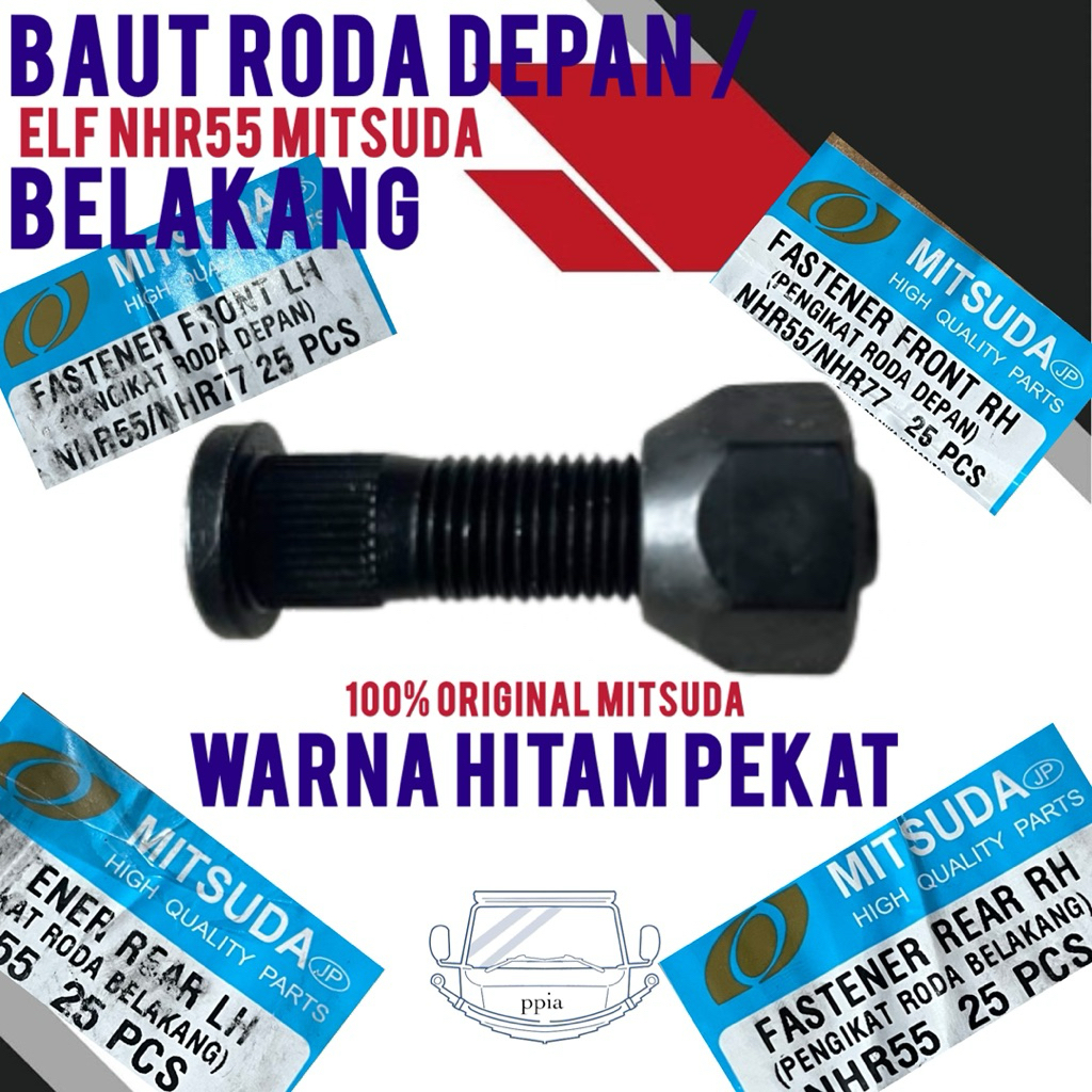 Baut roda ELF ENGKEL NHR55 original MITSUDA / baut roda NHR 55 Mitsuda / baut roda elf engkel depan 