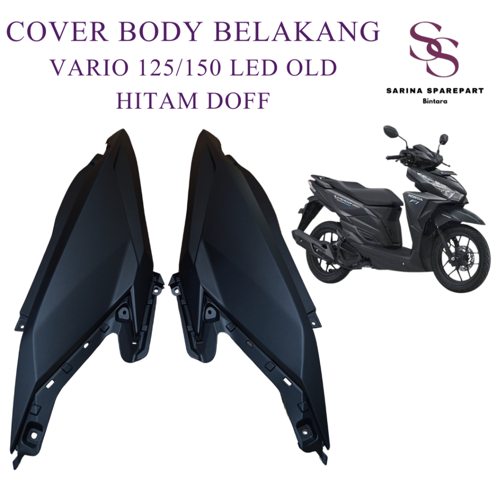 Cover Body Belakang Vario 125/150 Led Old Bodi Samping Vario Led Old HITAM DOFF Tenshi