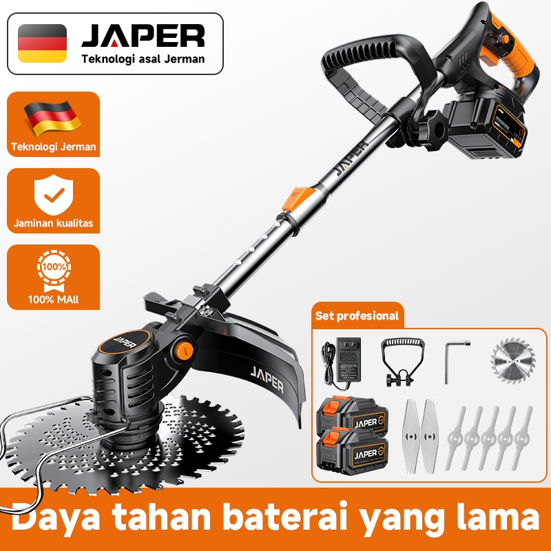 JAPER Mesin Potong Rumput Baterai Cordless Elektrik Pemotong Rumput Gunting Rumput Kuat