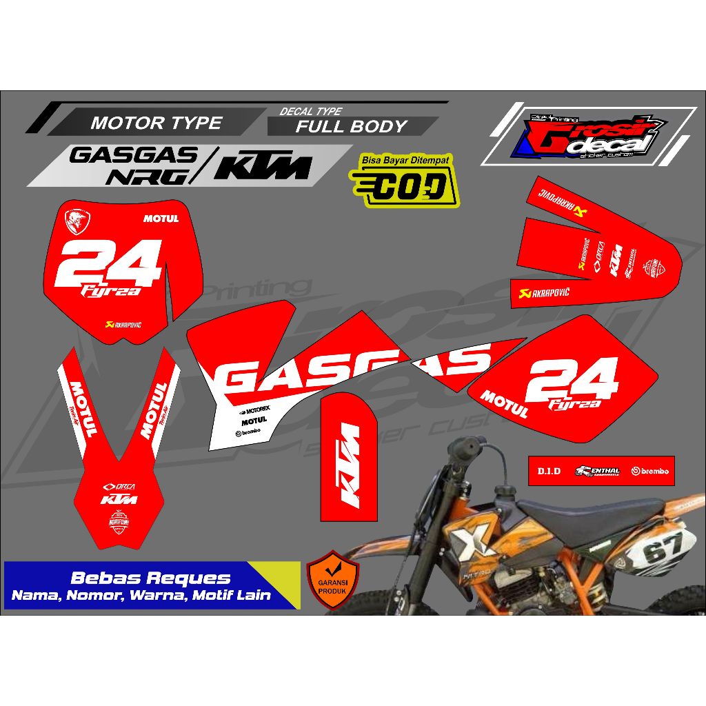 Striping Stiker Mini Trail Gazgas 50cc NRG 50cc TRX 50cc KTM 50cc Full Body Free Custom
