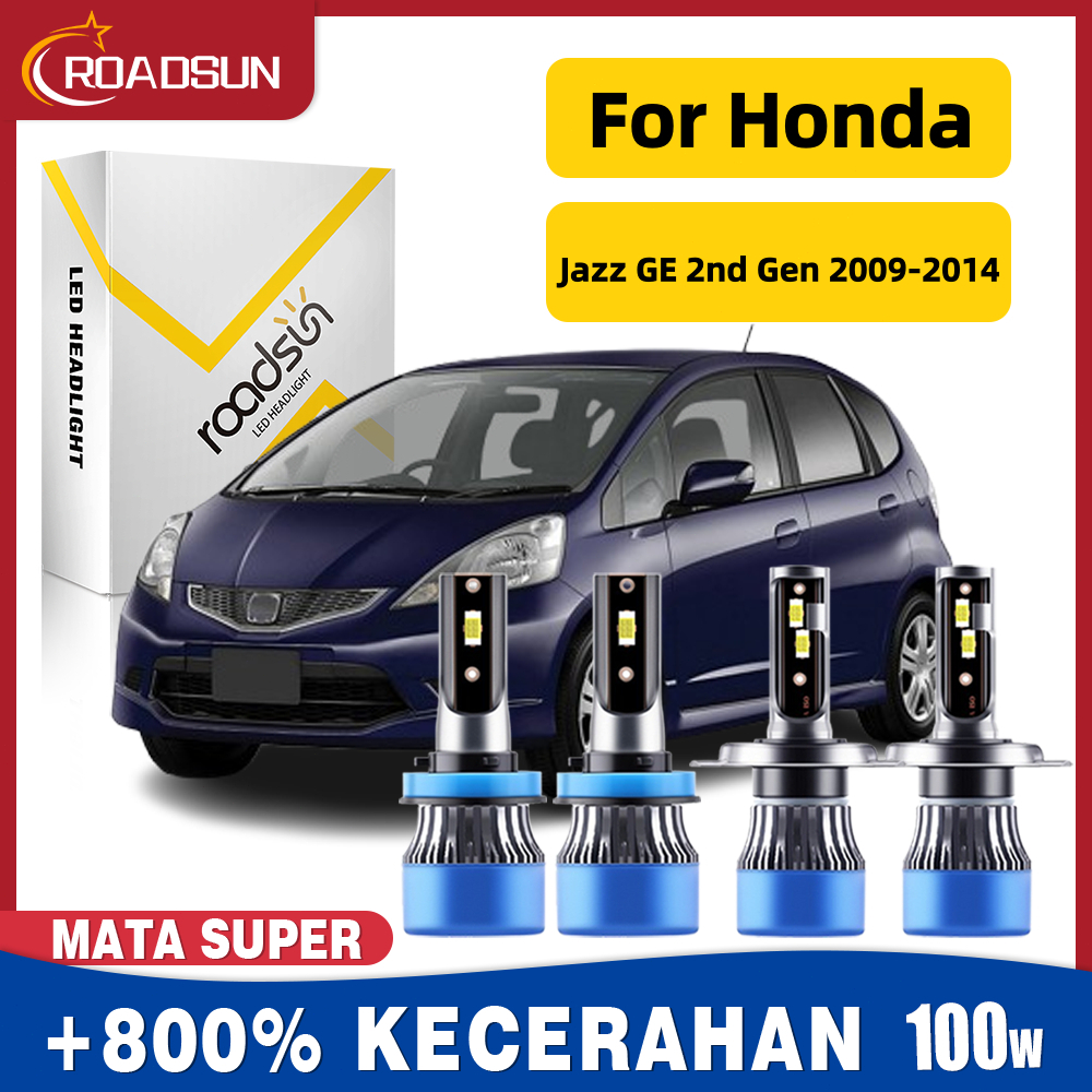 Cocok untuk Honda Jazz GE 2nd Gen 2009-2014 Super Terang Led  Lampu Depan Mobil Bohlam Hi/Lo Beam La