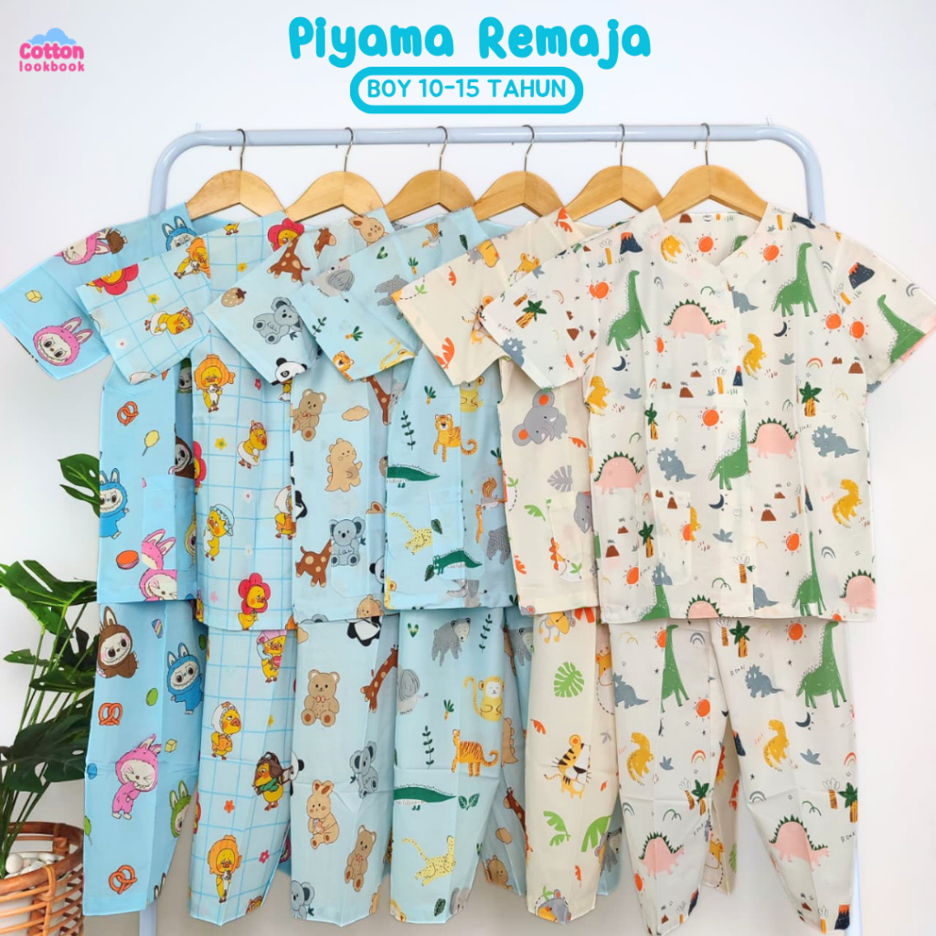 [BEST SELLER] COTTON LOOKBOOK - PIYAMA REMAJA ANAK LAKI LAKI KATUN / BAJU TIDUR ANAK MOTIF KARTUN LU