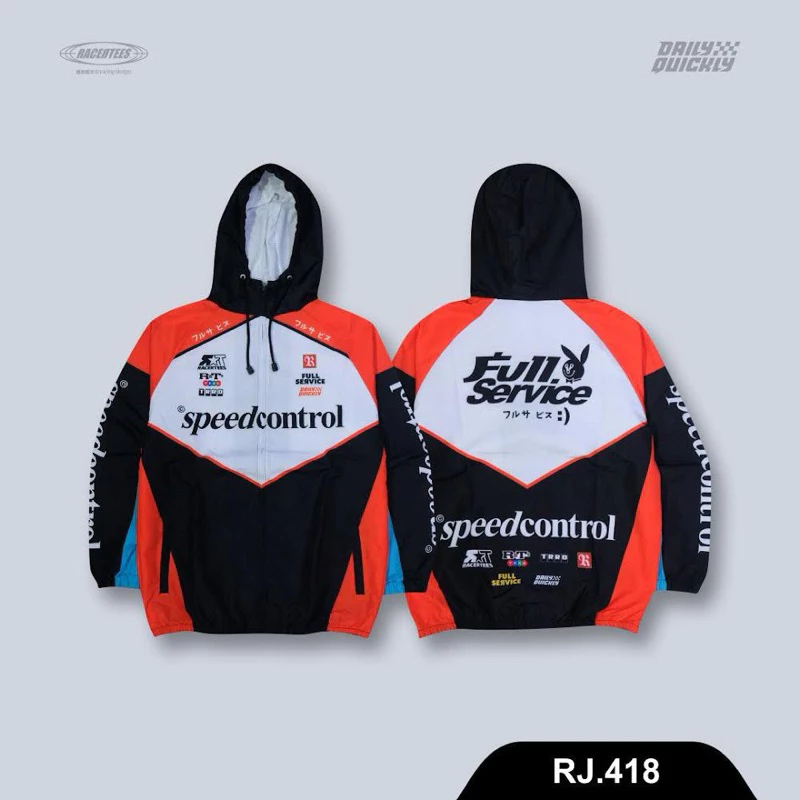 RACERTEES Jaket Windbreaker Speed Control White - RJ.418
