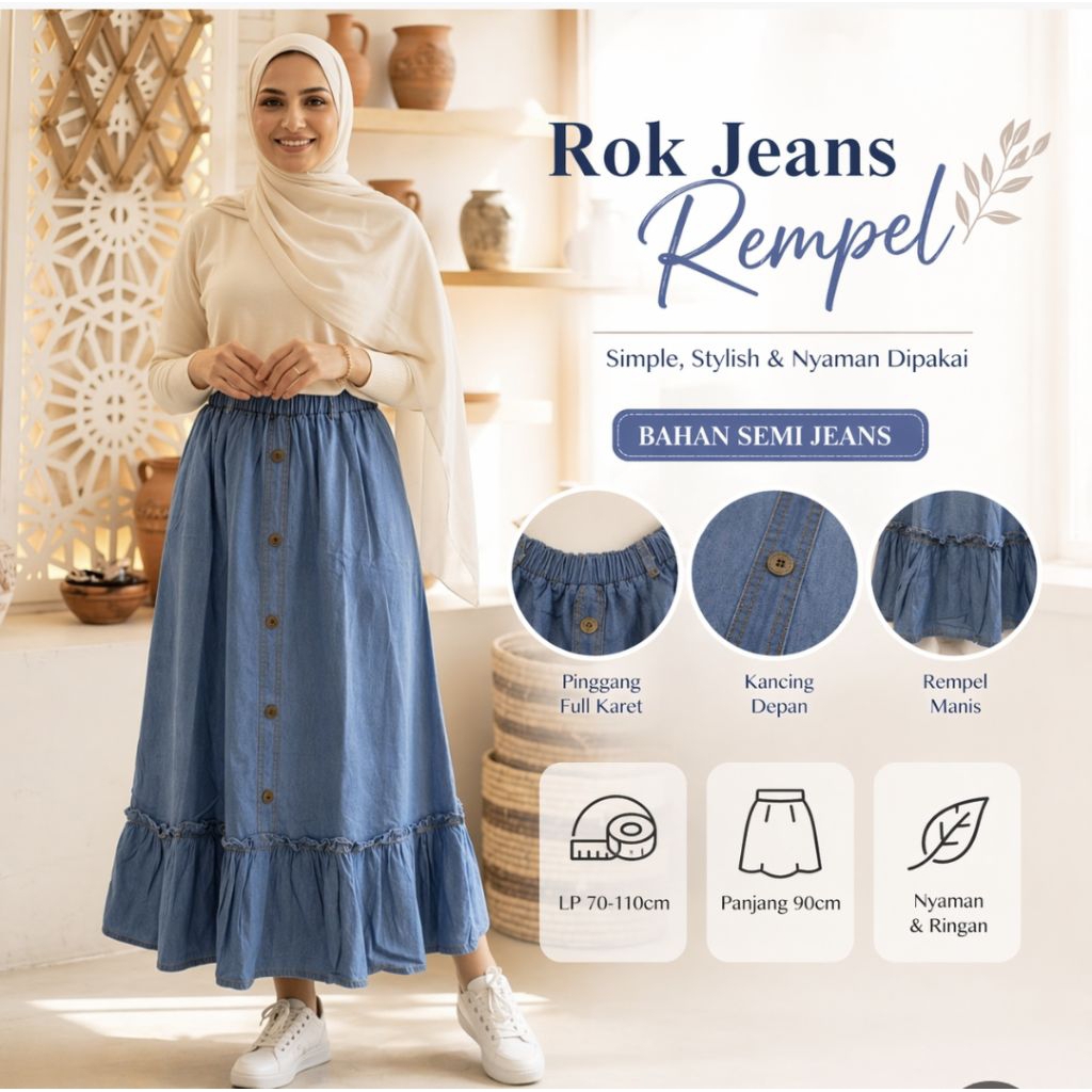 ROK Jeans Wanita -Rok Levis wanita -Rok Jeans Korea Style-Rok Jeans Jumbo Wash Mayung Rempel Bawah P