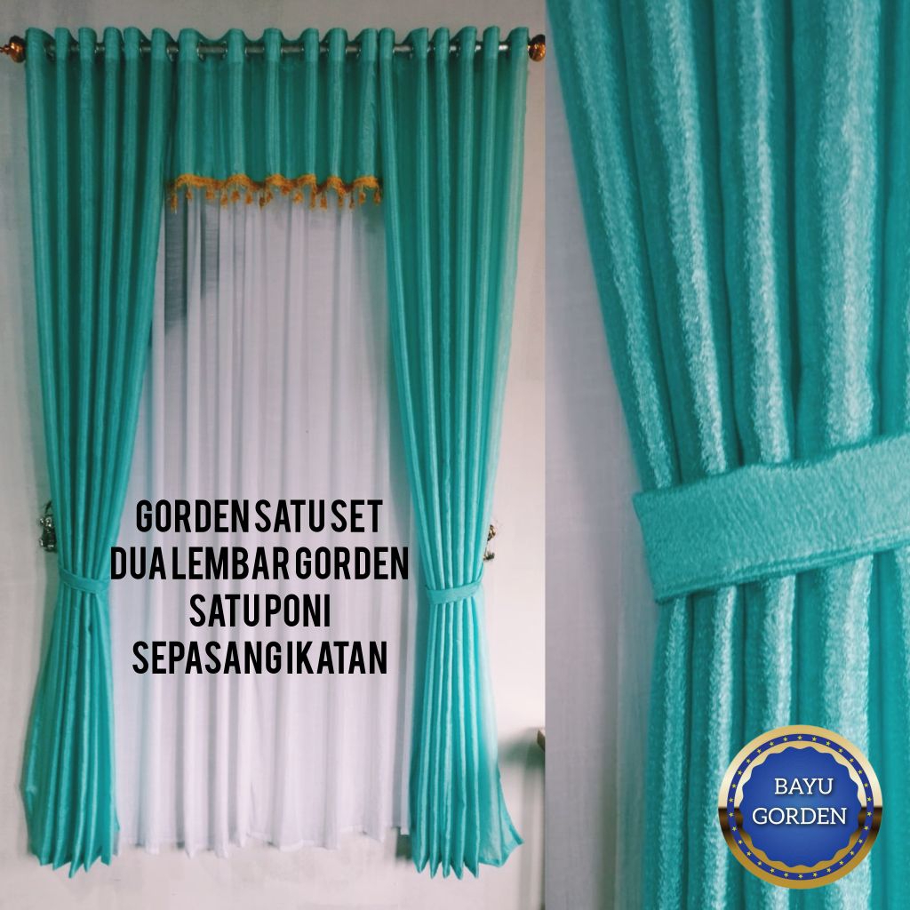 Gorden Satu set lengkap dengan poni rumbai kristal  biru Tosca