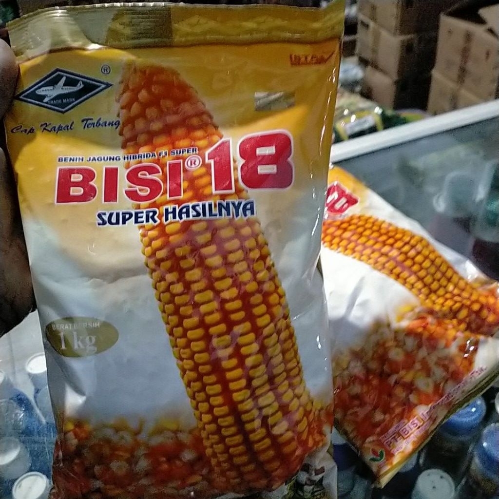 Biji Jagung Hibrida Bisi 18 1kg Stok Baru - Tahan Bulai, Umur Panen 100-125 Hari