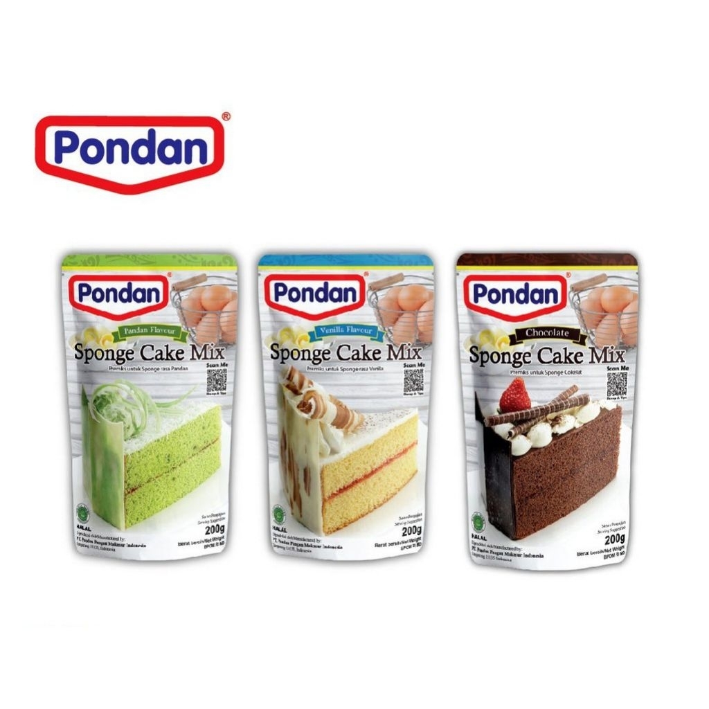 Tepung Premix Sponge Cake pouch 200gr - Siap Pakai, Tepung Premix Sponge Cake, Tepung Premix Sponge 