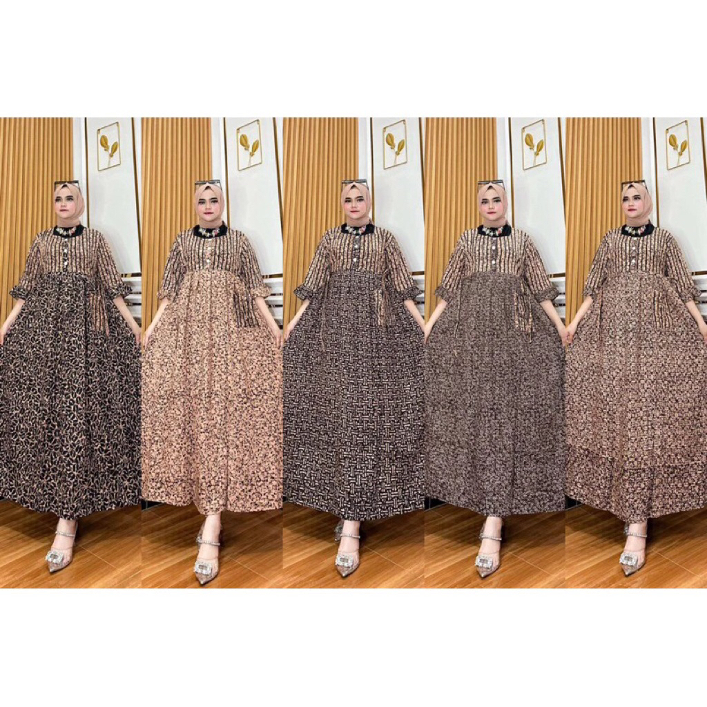 Gamis Maura Mariam Salur Kombinasi - Gamis Cantik Terbaru 2026 Viral Bumil Busui Jumbo
